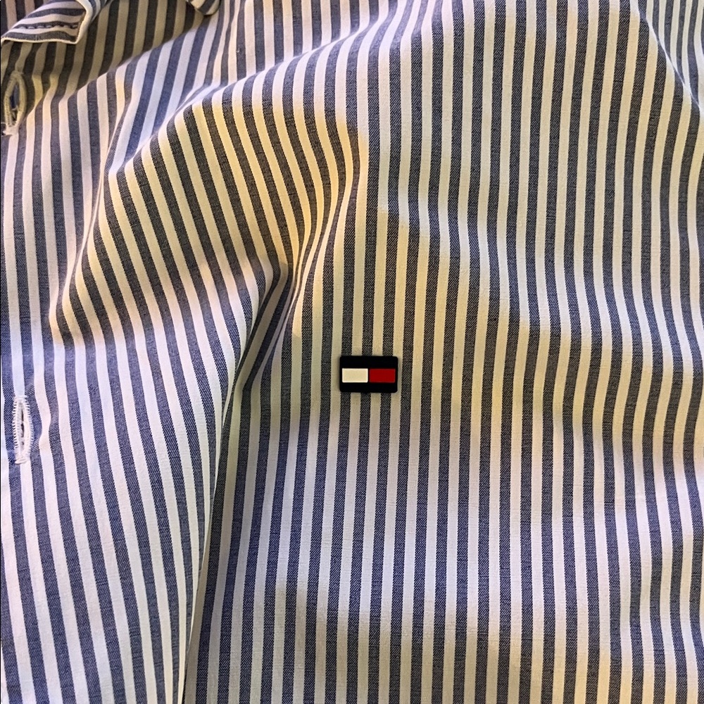 Slim Tommy Hilfiger Men's Blue Striped Shirt Size Small - Picture 4 of 9